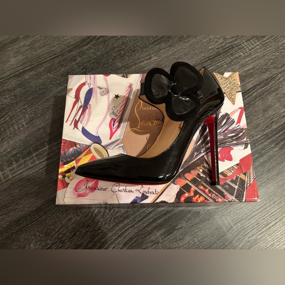 Christian Louboutin 20th Anniversary Pensee Black Patent Leather & Suede Heels - Picture 6 of 16